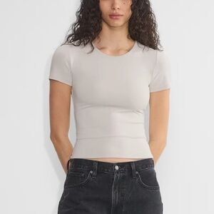 Babaton Contour Cream Cropped Fitted Short Sleeve Tee